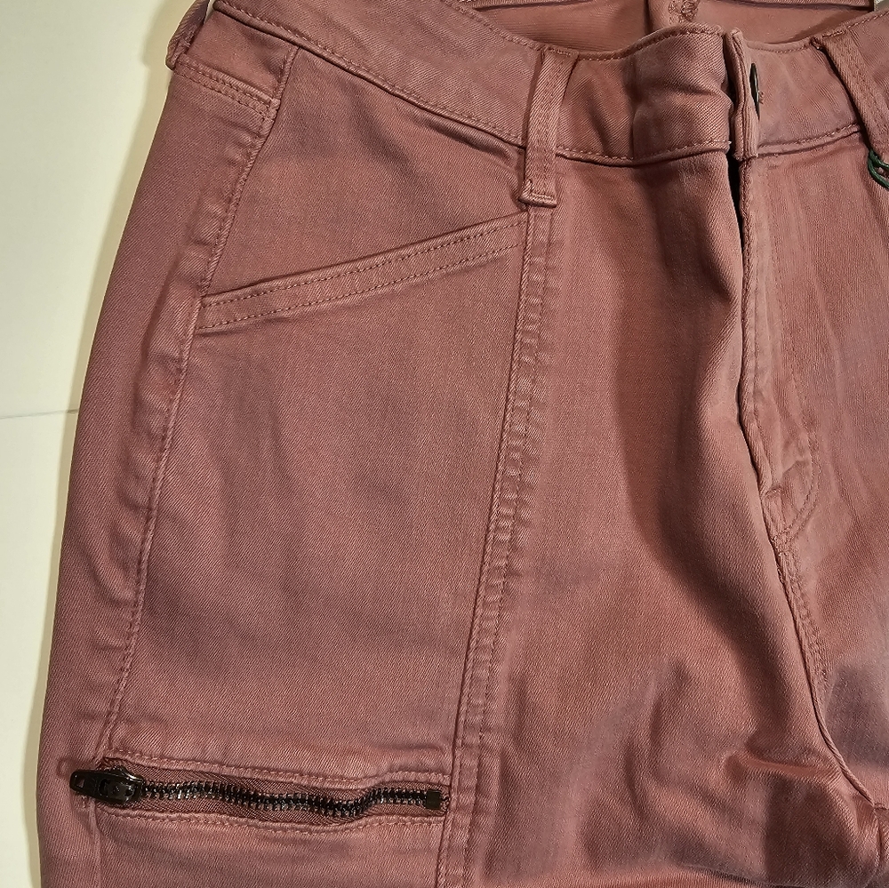 Cosmic Blue Love Cargo Pants Jeans Women Size 27 Plum Rose Comfort Stretch - Picture 3 of 11